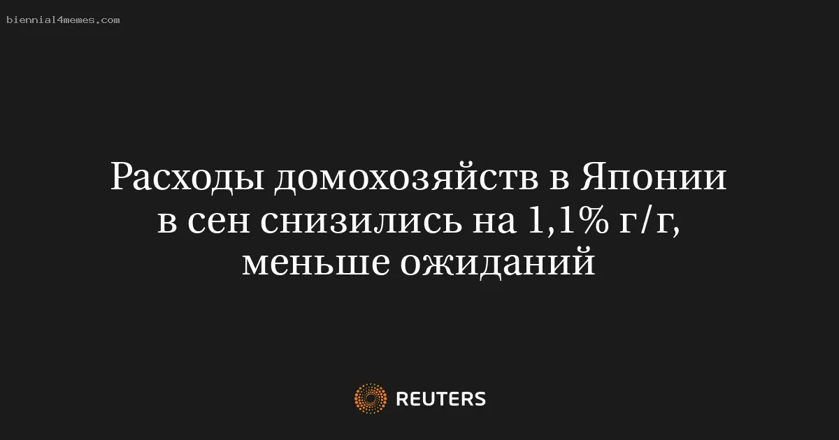 
								Расходы домохозяйств в Японии в сен снизились на 1,1% г/г, меньше ожиданий			