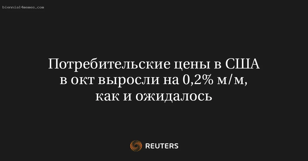 
								Потребительские цены в США в окт выросли на 0,2% м/м, как и ожидалось			