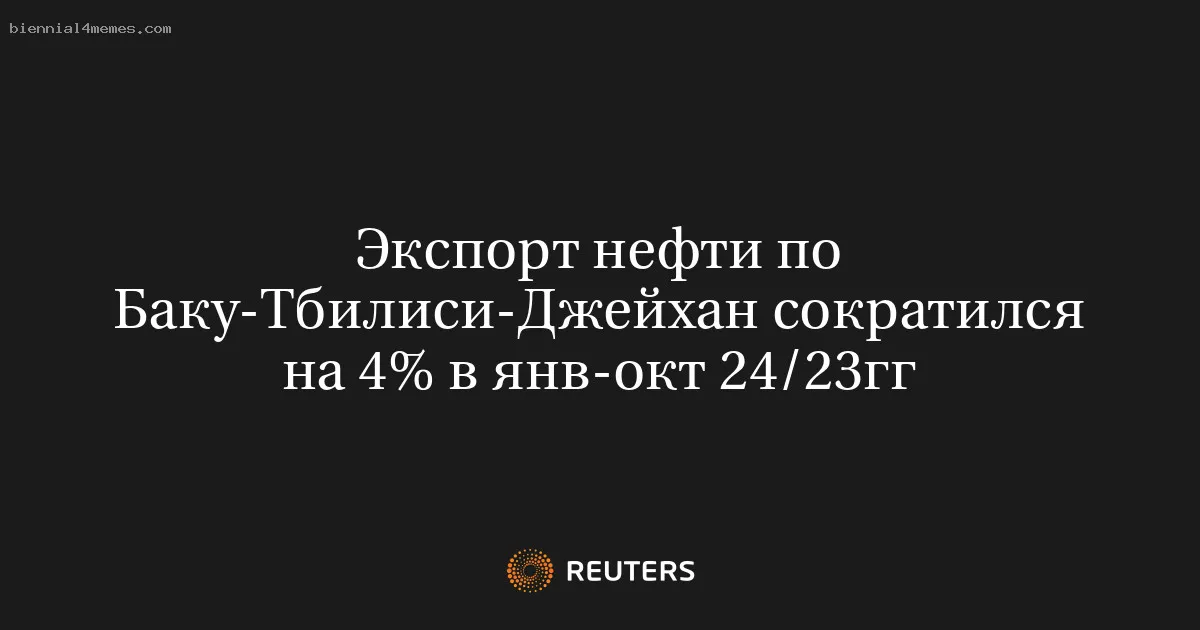 
								Экспорт нефти по Баку-Тбилиси-Джейхан сократился на 4% в янв-окт 24/23гг			