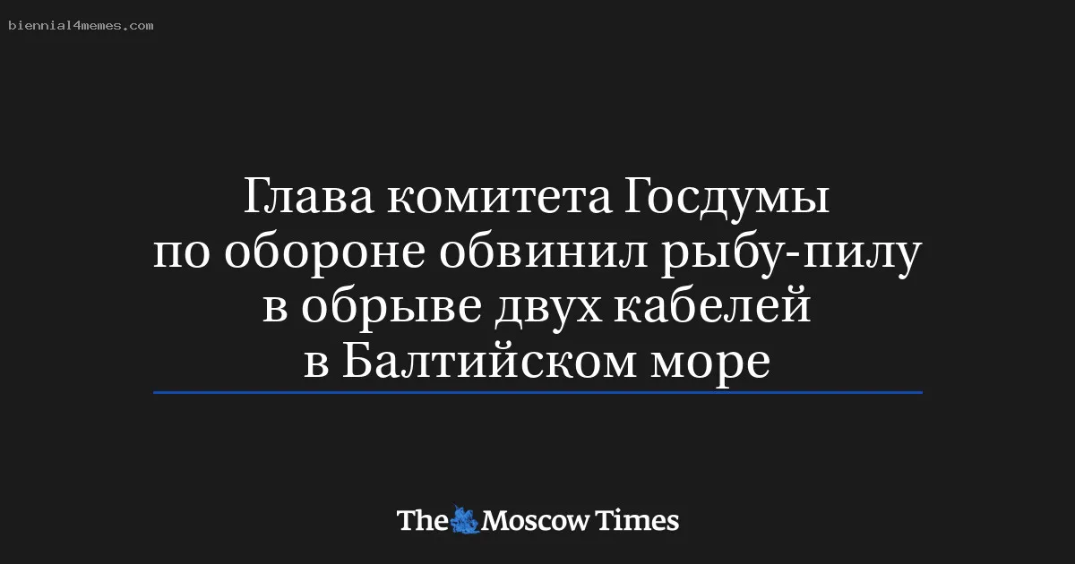 
								Глава комитета Госдумы по обороне обвинил рыбу-пилу в обрыве двух кабелей в Балтийском море			