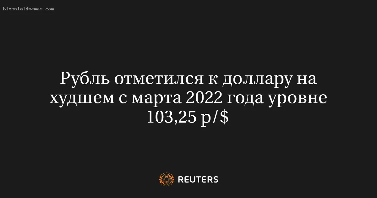 
								Рубль отметился к доллару на худшем с марта 2022 года уровне 103,25 р/$			