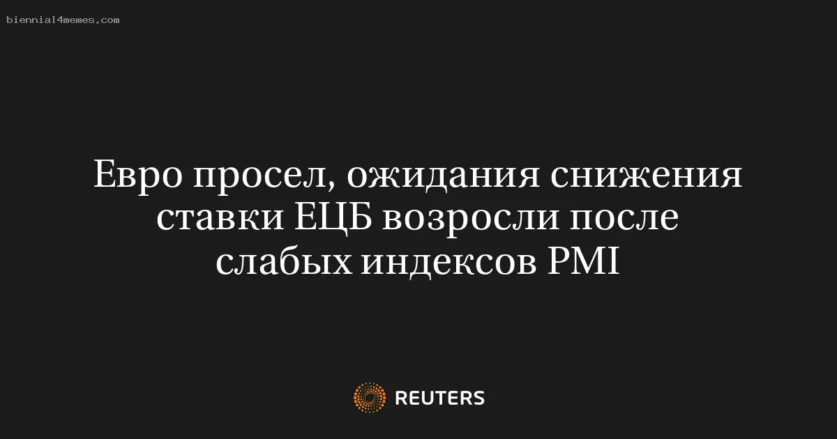 
								Евро просел, ожидания снижения ставки ЕЦБ возросли после слабых индексов PMI			