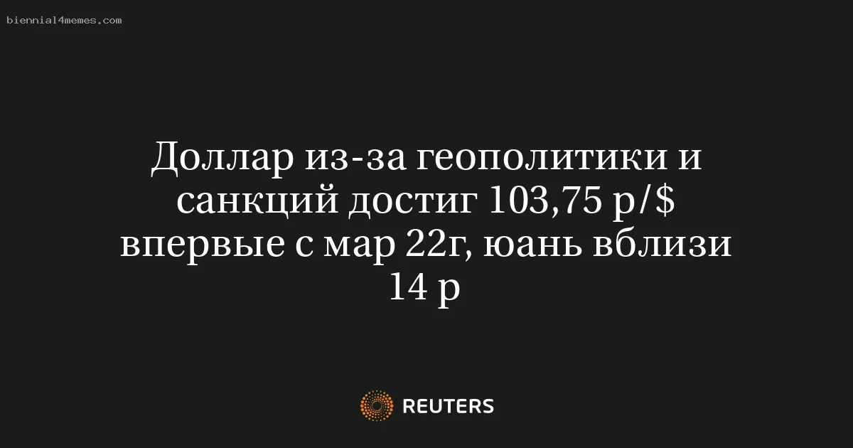 
								Доллар из-за геополитики и санкций достиг 103,75 р/$ впервые с мар 22г, юань вблизи 14 р			