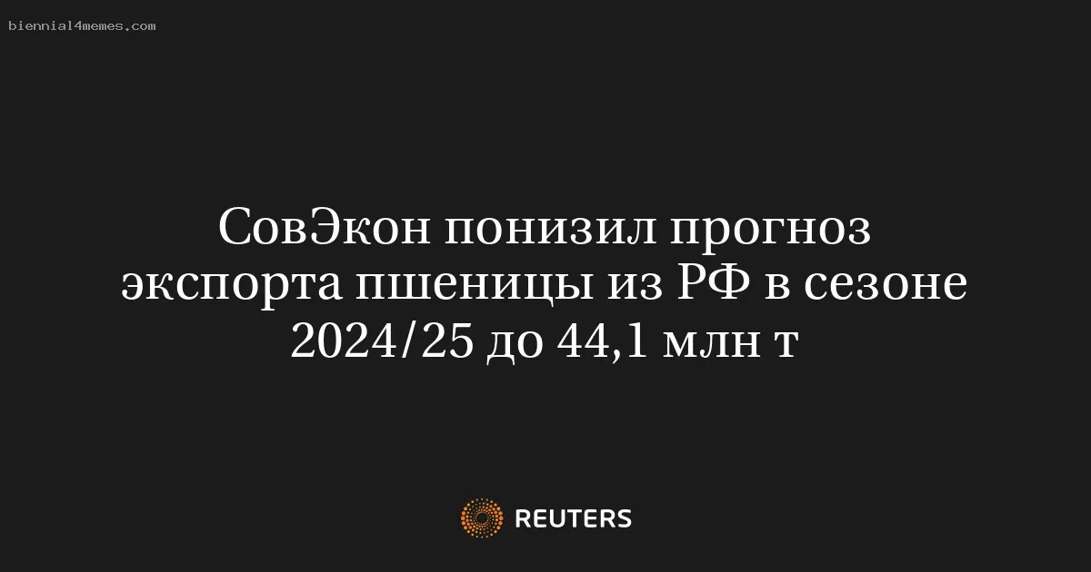 
								СовЭкон понизил прогноз экспорта пшеницы из РФ в сезоне 2024/25 до 44,1 млн т			