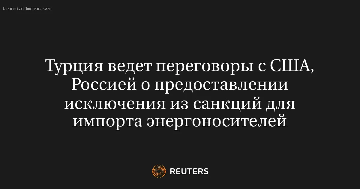 
								Турция ведет переговоры с США, Россией о предоставлении исключения из санкций для импорта энергоносителей			