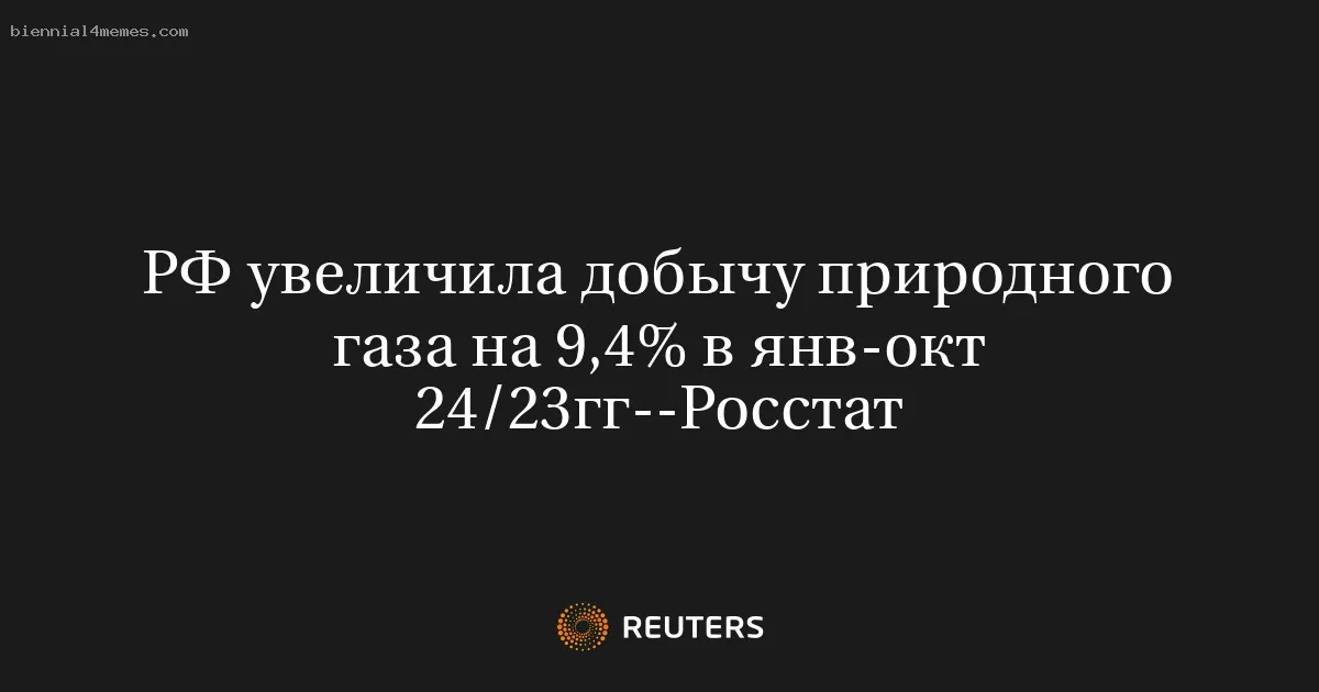 
								РФ увеличила добычу природного газа на 9,4% в янв-окт 24/23гг--Росстат			