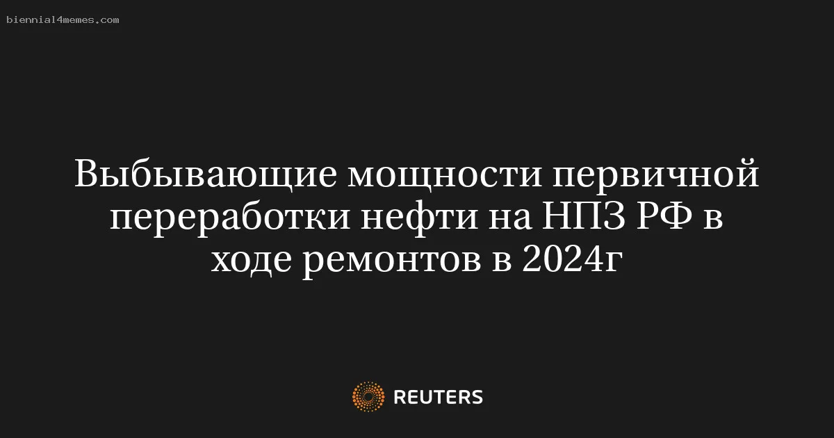 
								Выбывающие мощности первичной переработки нефти на НПЗ РФ в ходе ремонтов в 2024г			