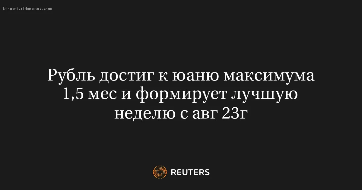 
								Рубль достиг к юаню максимума 1,5 мес и формирует лучшую неделю с авг 23г			