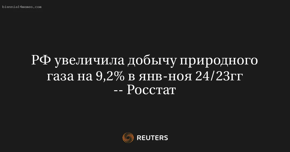 
								РФ увеличила добычу природного газа на 9,2% в янв-ноя 24/23гг -- Росстат			