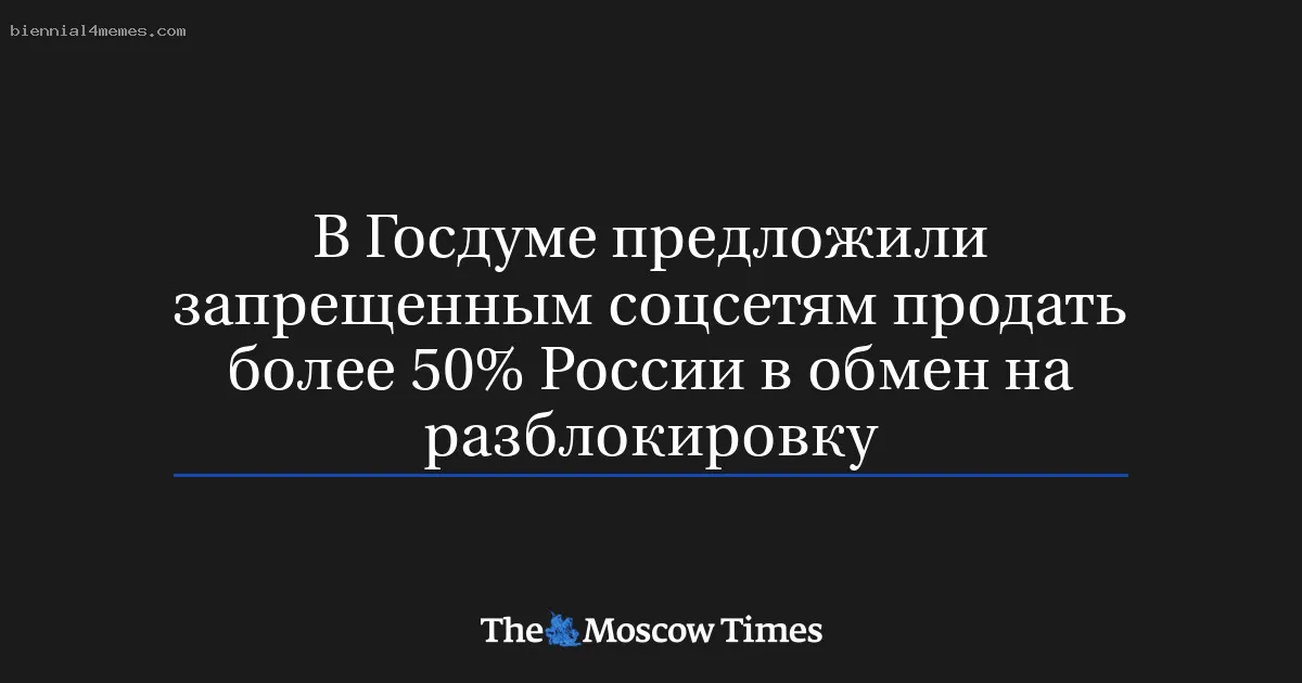 В Госдуме предложили запрещенным соцсетям продать более 50% России в обмен на разблокировку